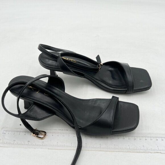 XYD Black Open Toe Ankle Strap Kitten Heel Buckle Dance Casual Dating Sandals - Picture 3 of 7